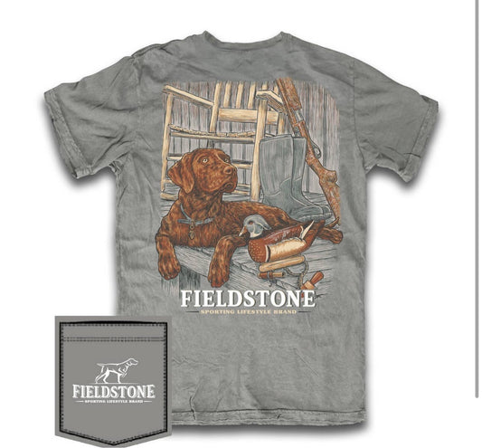 Fieldstone Lab on Porch Tee