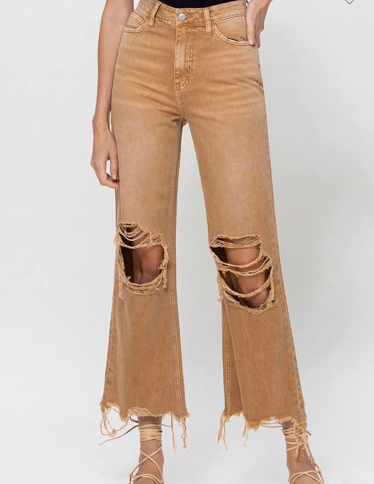 Carmel crop distressed jeans