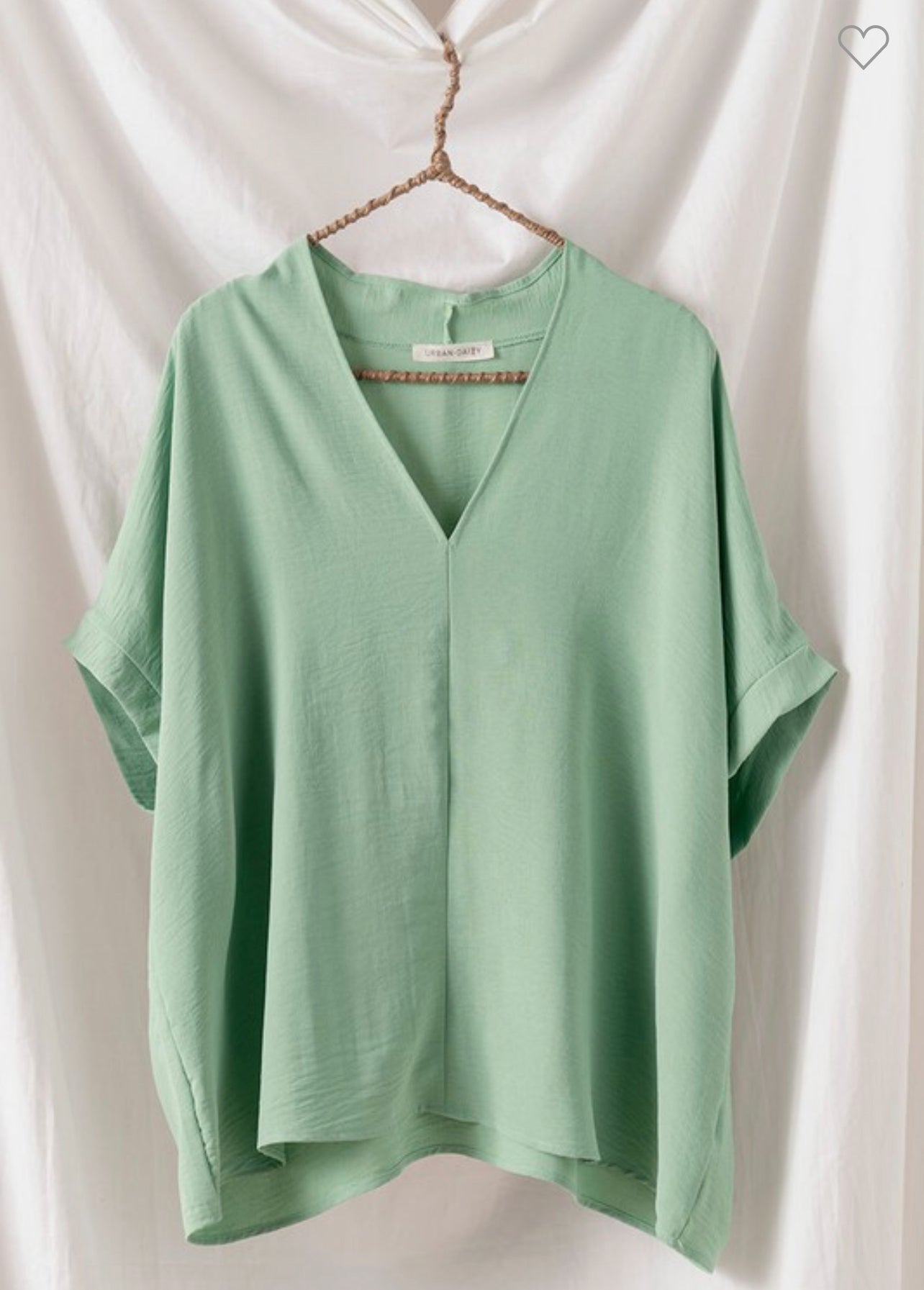 Oversized Vneck Folded Short Sleeve