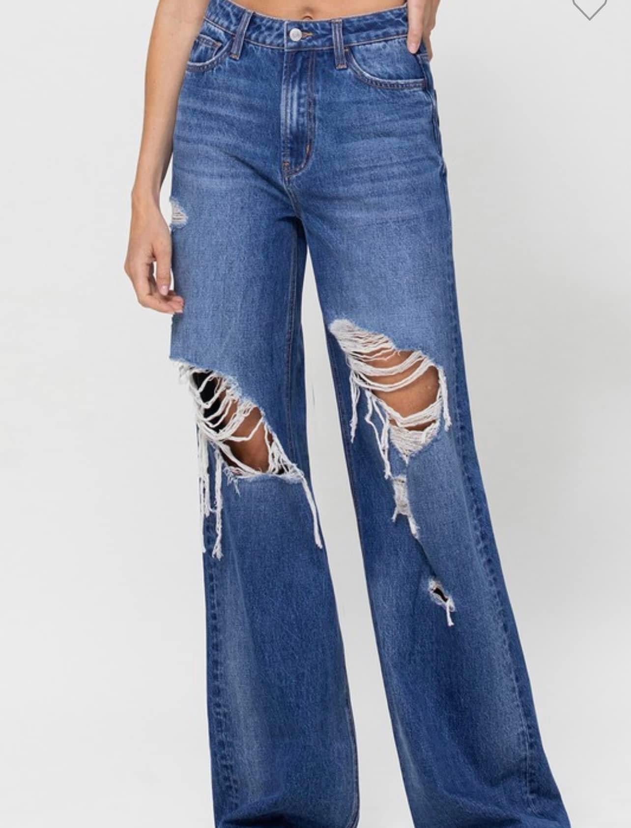 Wide leg medium wash