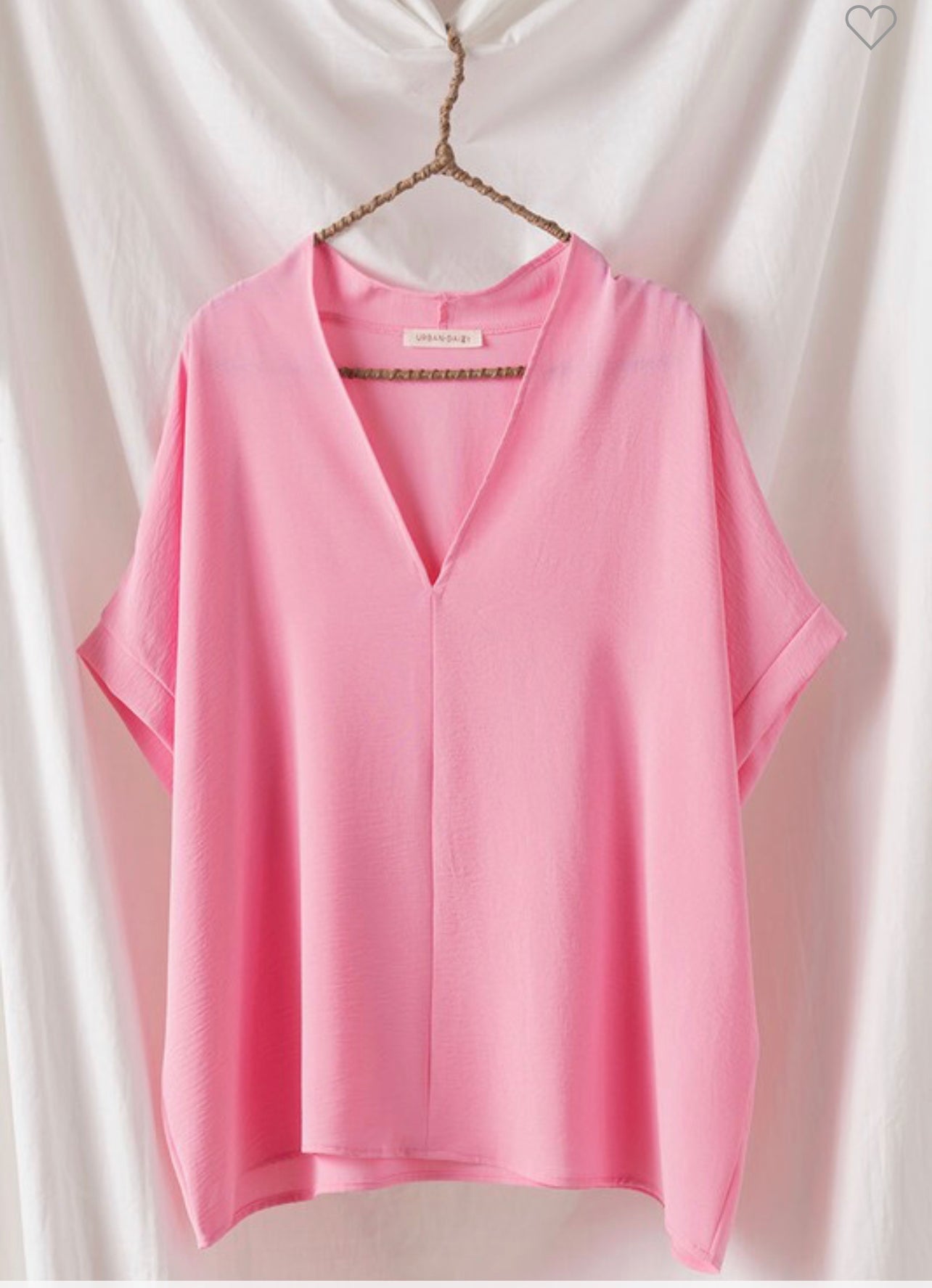 Oversized Vneck Folded Short Sleeve