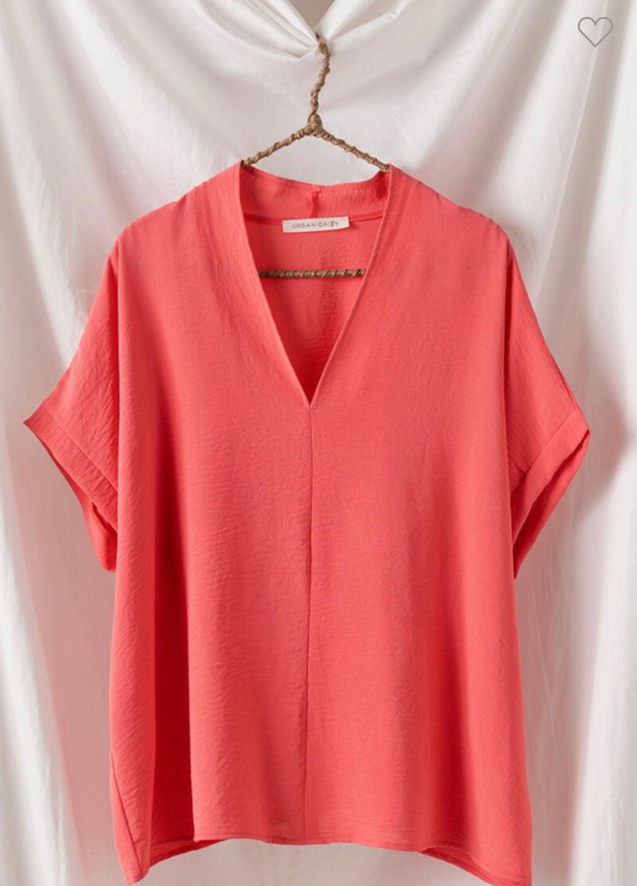 Oversized Vneck Folded Short Sleeve