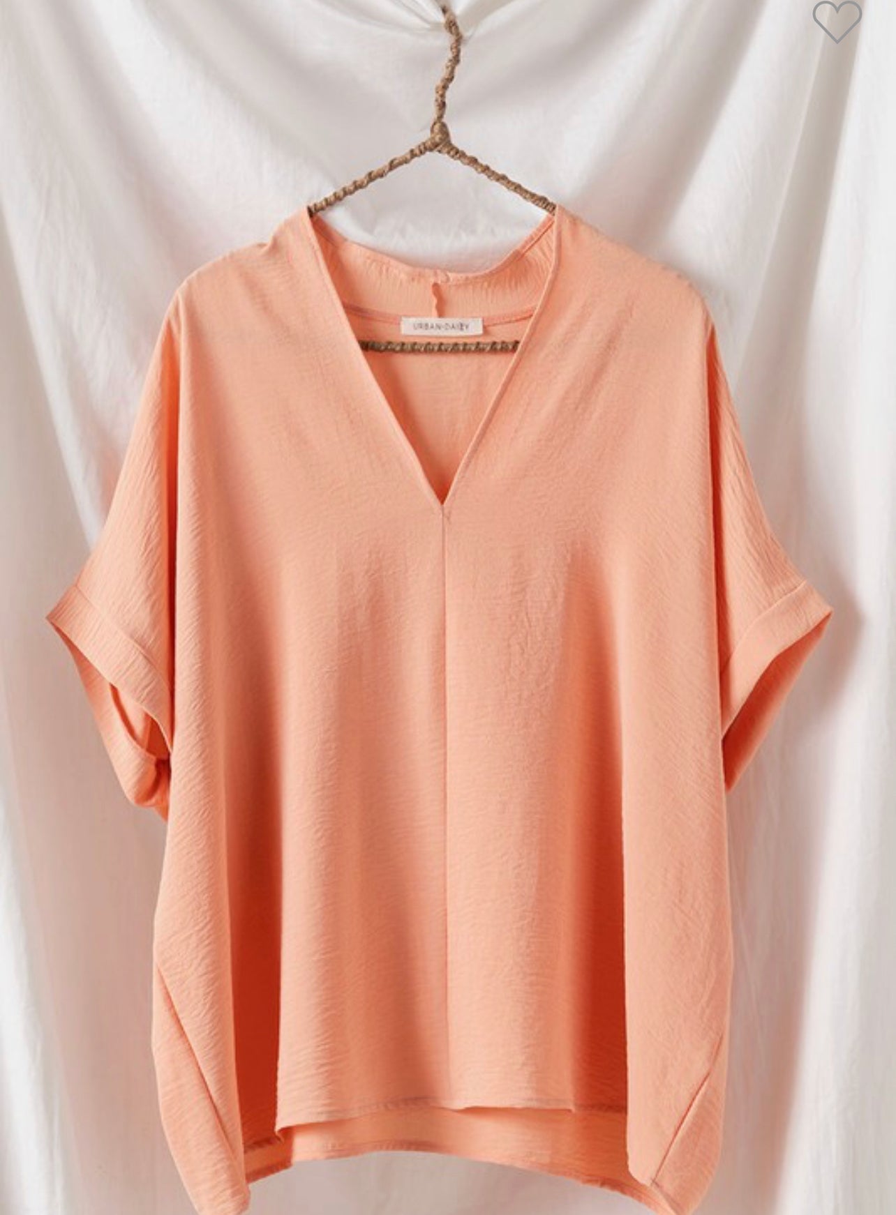 Oversized Vneck Folded Short Sleeve