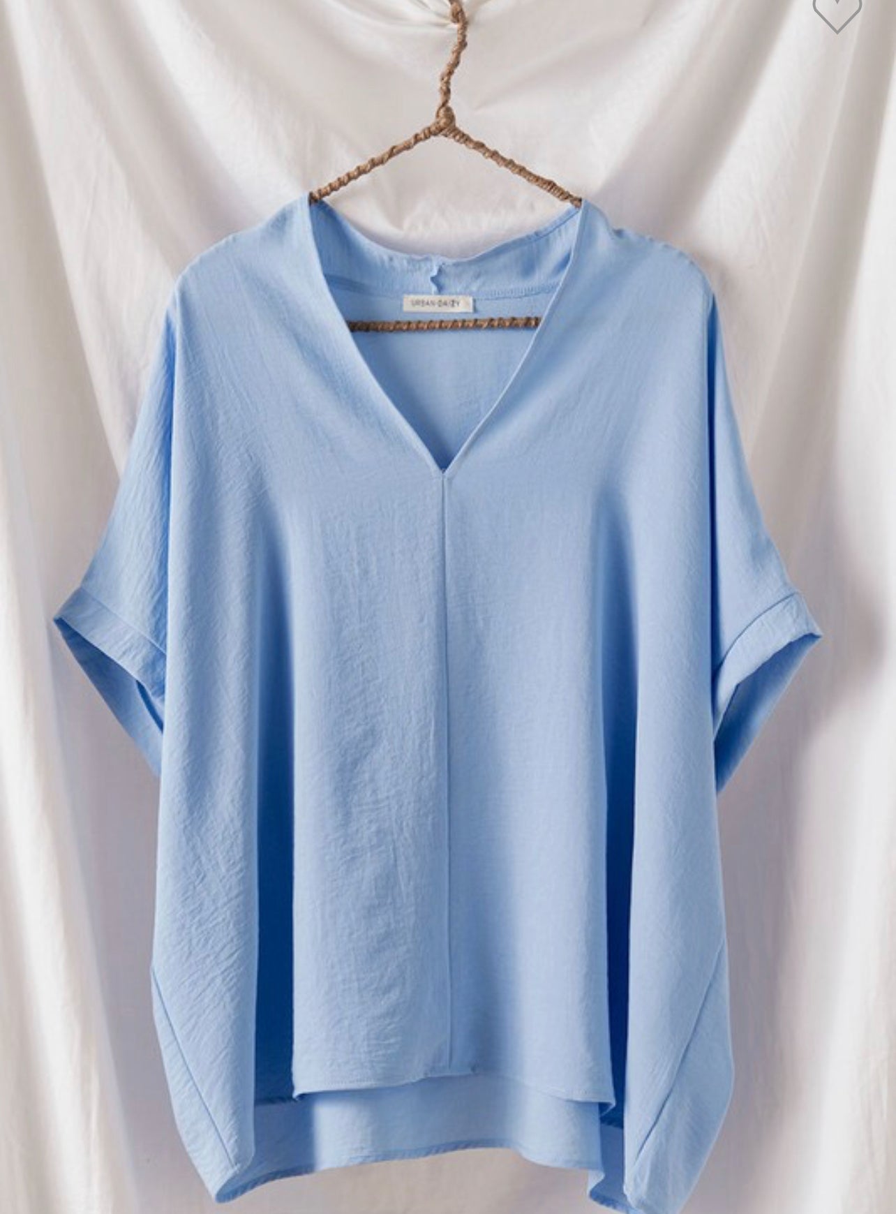 Oversized Vneck Folded Short Sleeve