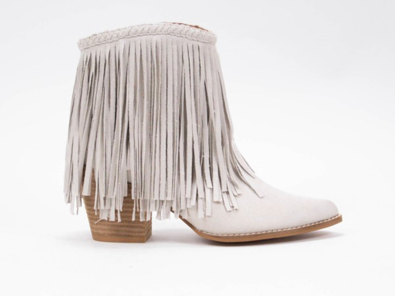 Light Grey Fringe Booties