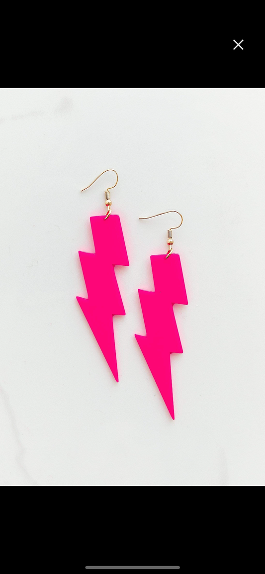 Pink lightning bolt Earrings